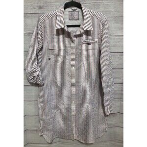Vineyard Vines Harbor Seersucker Coverup Shirt Dress Red/White/Blue  L/S  12 EUC